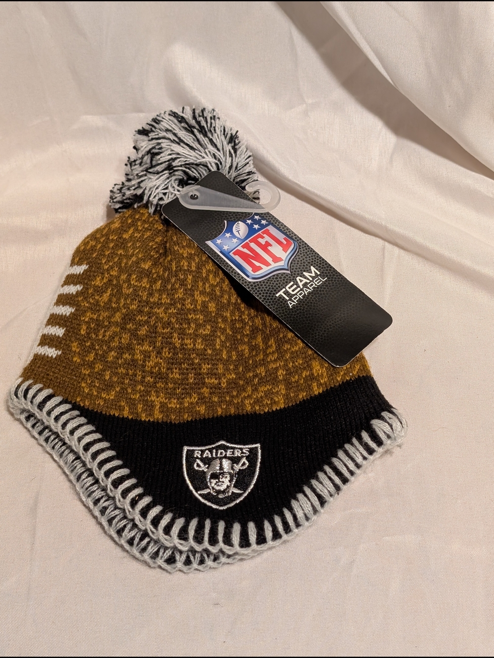 NFL Raiders Black & Gold Pom Beanie